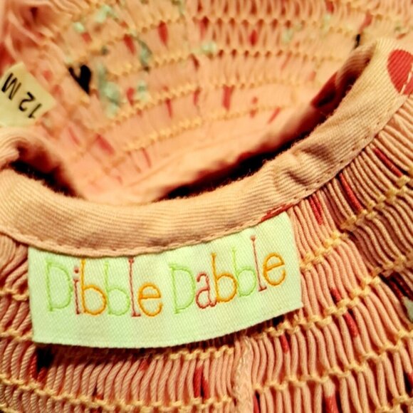 Dibble Dabble girls size 12 months pink with red dot elephant design in smocking - Picture 6 of 6